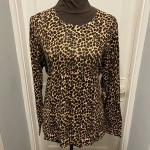 J. Crew Black Brown Animal Print Teddie Sweater
